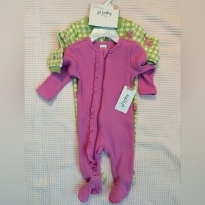 Pl Baby Pink and Green Kids Sleeper 2 Piece Set